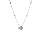 7/8ct. t.w. Diamond Clover Pendant with Diamond Station Necklace in 14K White Gold