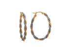 Twisted Oval Hoop Earrings in 10K Yellow and White Gold