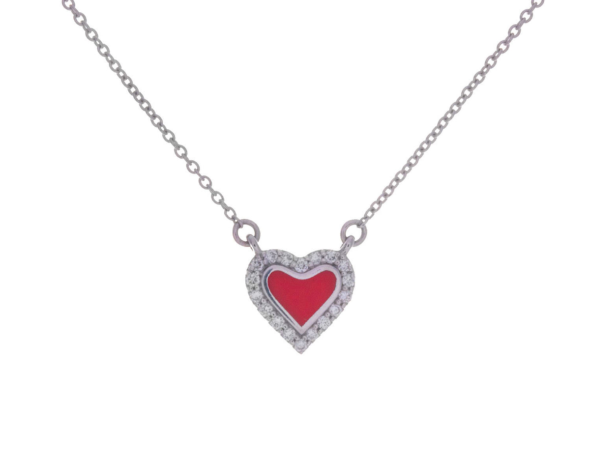 1/14ct. t.w. Red Ceramic Heart Pendant in Sterling Silver