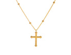 18" Bead Station Cross Pendant in 14K Yellow Gold