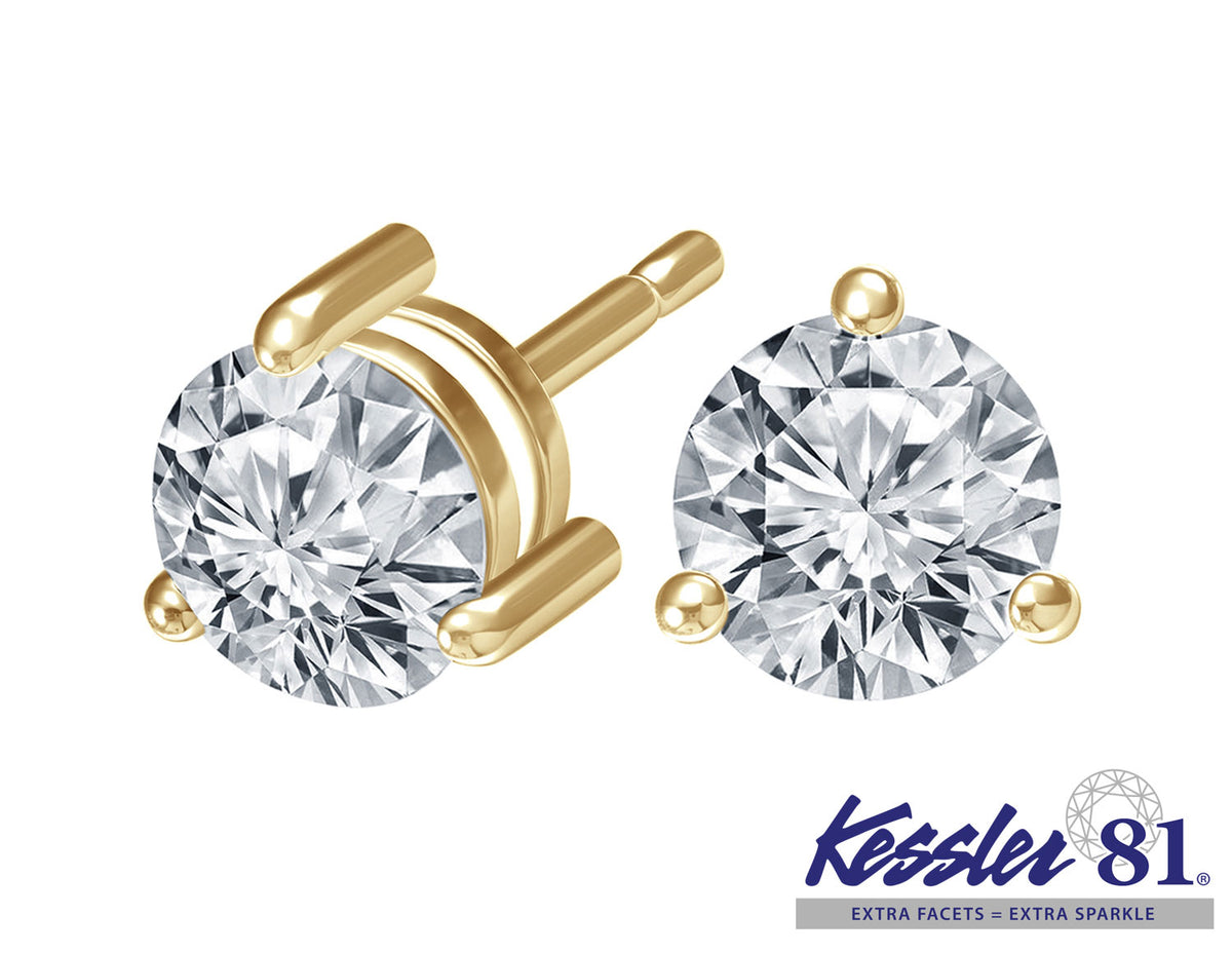 1ct. t.w. Kessler 81 Round Diamond Stud Earrings in 14K Yellow Gold