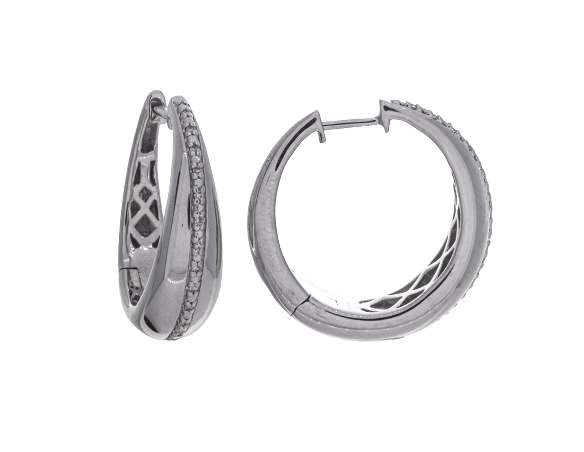 1/14ct. t.w. Diamond Hoop Earrings in Sterling Silver