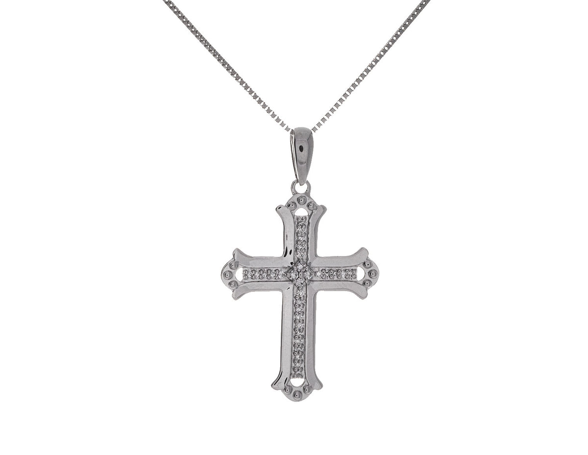 1/10ct. t.w. Diamond Cross Pendant in Sterling Silver