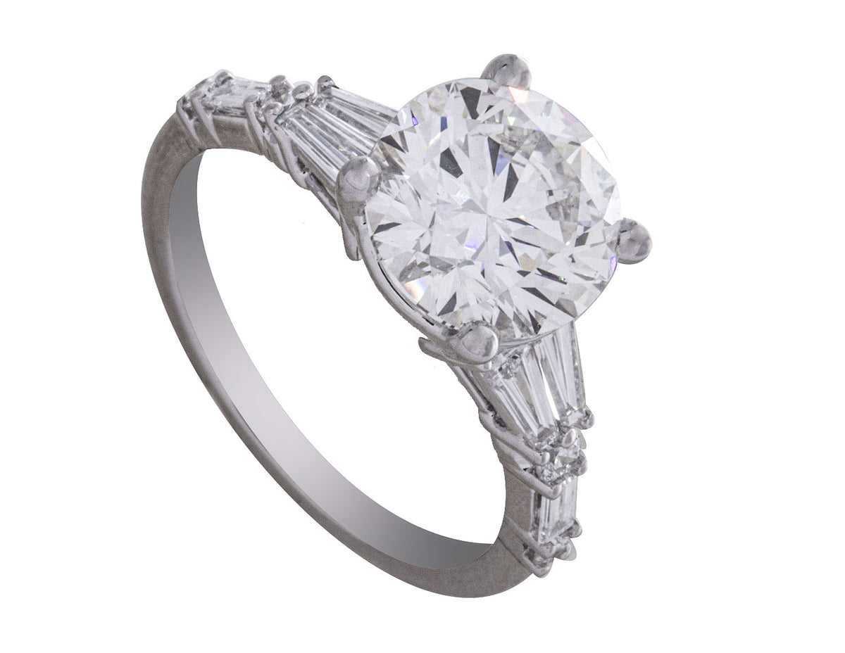 3 3/4ct. t.w. Round Cut Newborn Lab Created Diamond Engagement Ring in 14K White Gold