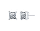 1ct. t.w. Princess Cut Diamond Stud Earrings in 14K White Gold