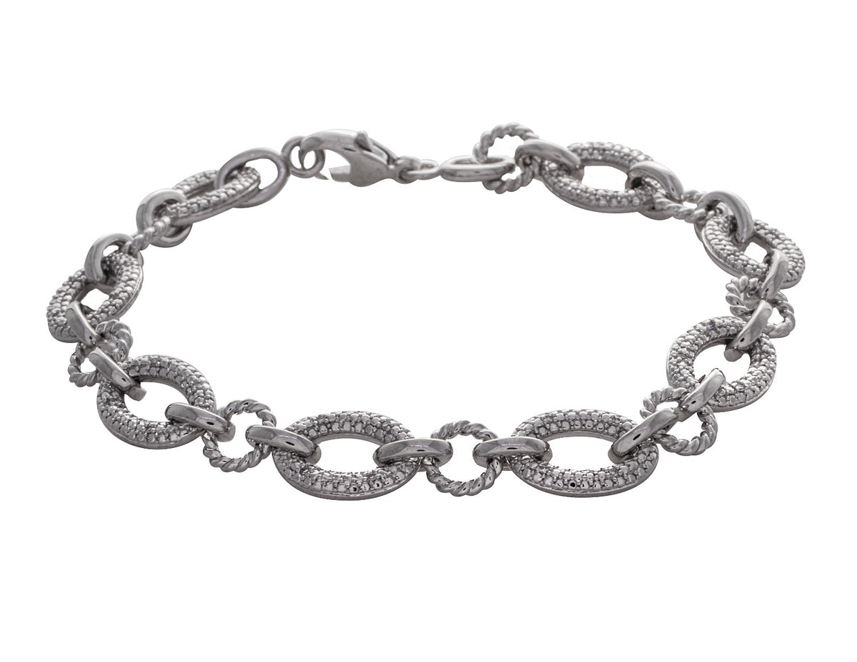 1/10ct. t.w. Diamond Oval Link Bracelet in Sterling Silver