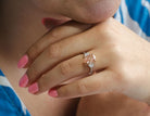 3 5/8ct. t.w. Pink Oval Cut Newborn Lab Created Engagement Ring in 14K White and Rose Gold