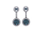 3/4ct. t.w. Blue and White Diamond Flower Stud Earrings in 14K White Gold