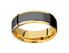8mm Men's Wedding Ring in 14K Yellow Gold and Black Zirconium