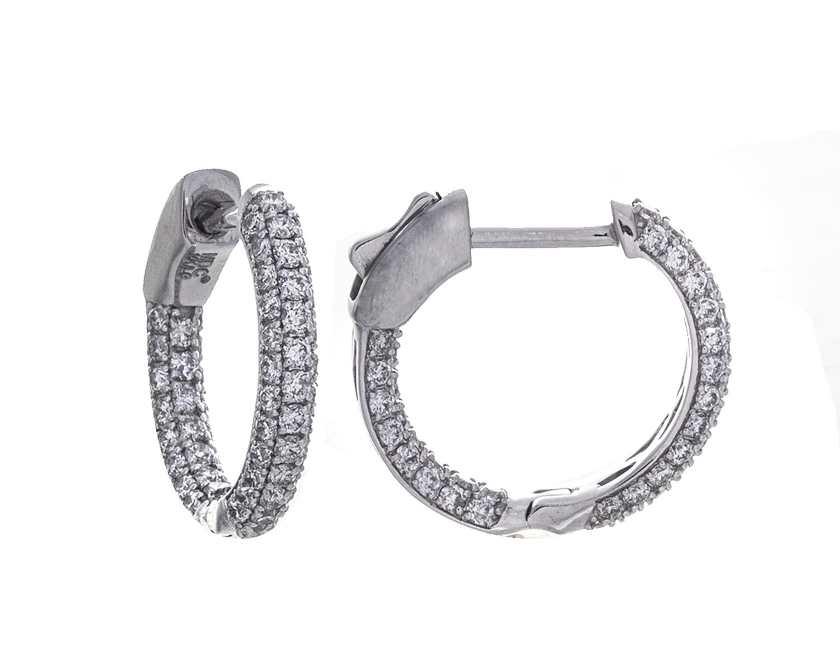 1ct. t.w. Newborn Lab Created Diamond Pave Hoop Earrings in 14K White Gold