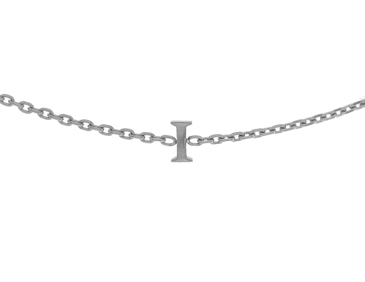 Block Letter I Initial Bracelet in Stainless Steel