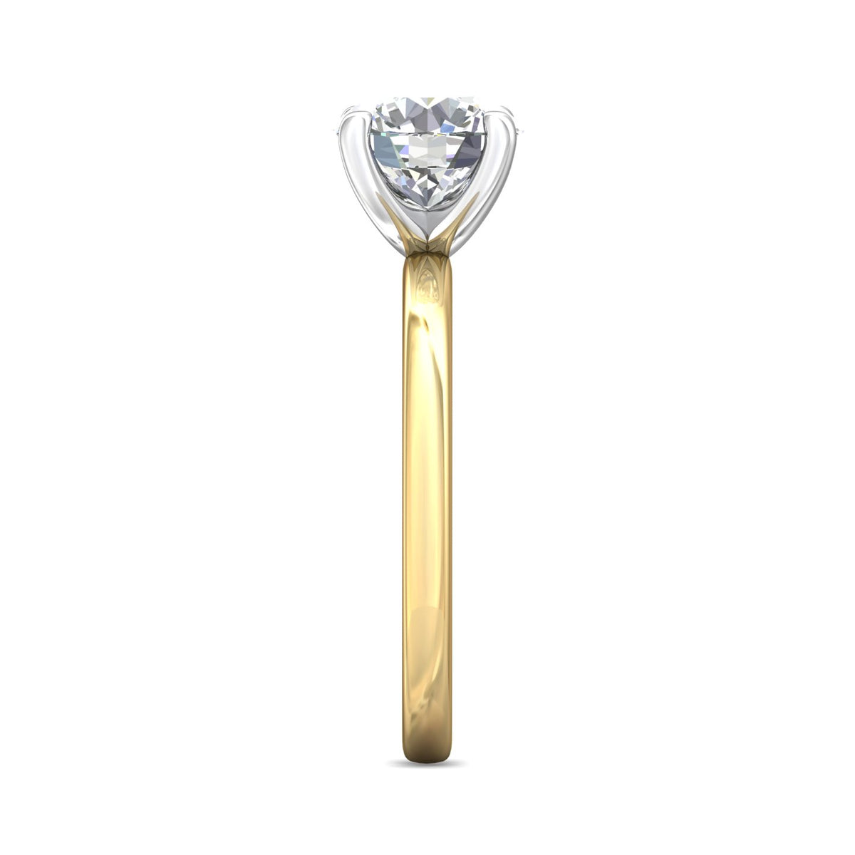 2mm Solitaire Engagement Ring in 14K Yellow and White Gold
