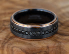 1/2ct. t.w. Treated Black Diamond Wedding Ring in Black Zirconium and 14K Rose Gold