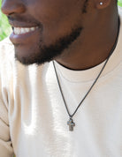 22" Gun Metal Ion-Plated Stainless Steel Brushed Cross Pendant
