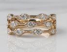 3/4ct. t.w. 3-Row Diamond Fashion Ring in 14K Yellow Gold
