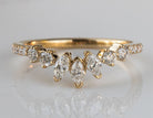 1/2ct. t.w. Marquise and Round Curved Diamond Anniversary Ring in 14K Yellow Gold