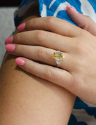 5 7/8ct. t.w. Yellow Oval Cut Newborn Lab Created Diamond Engagement Ring in 14K White and Yellow Gold