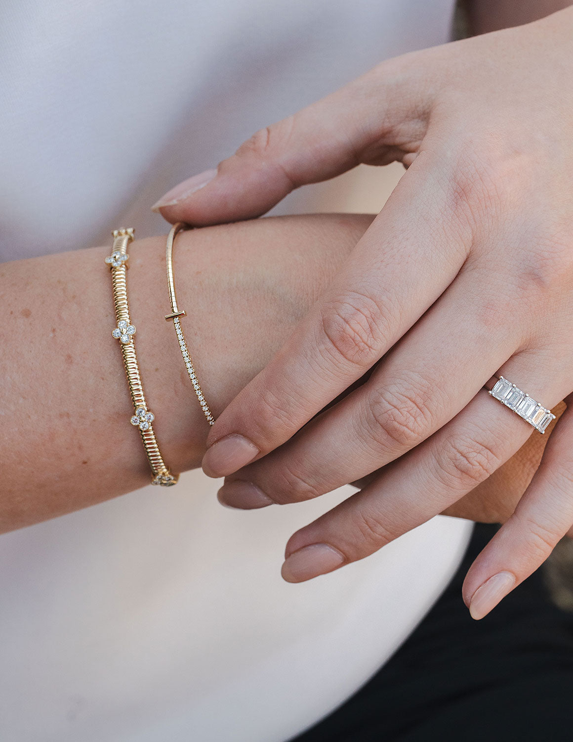 3/4ct. t.w. Diamond Clover Bangle Bracelet in 14K Yellow Gold