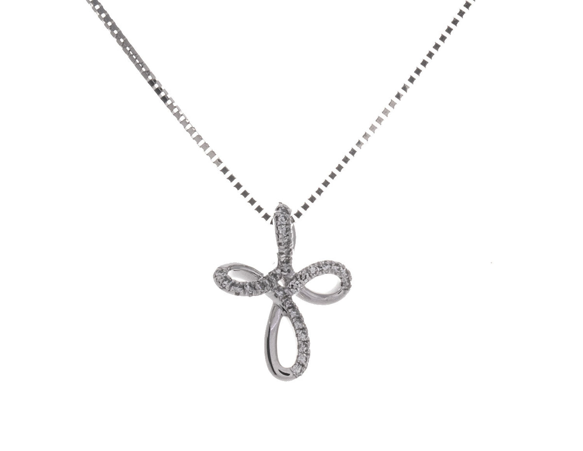 1/10ct. t.w. Diamond Cross Pendant in 10K White Gold