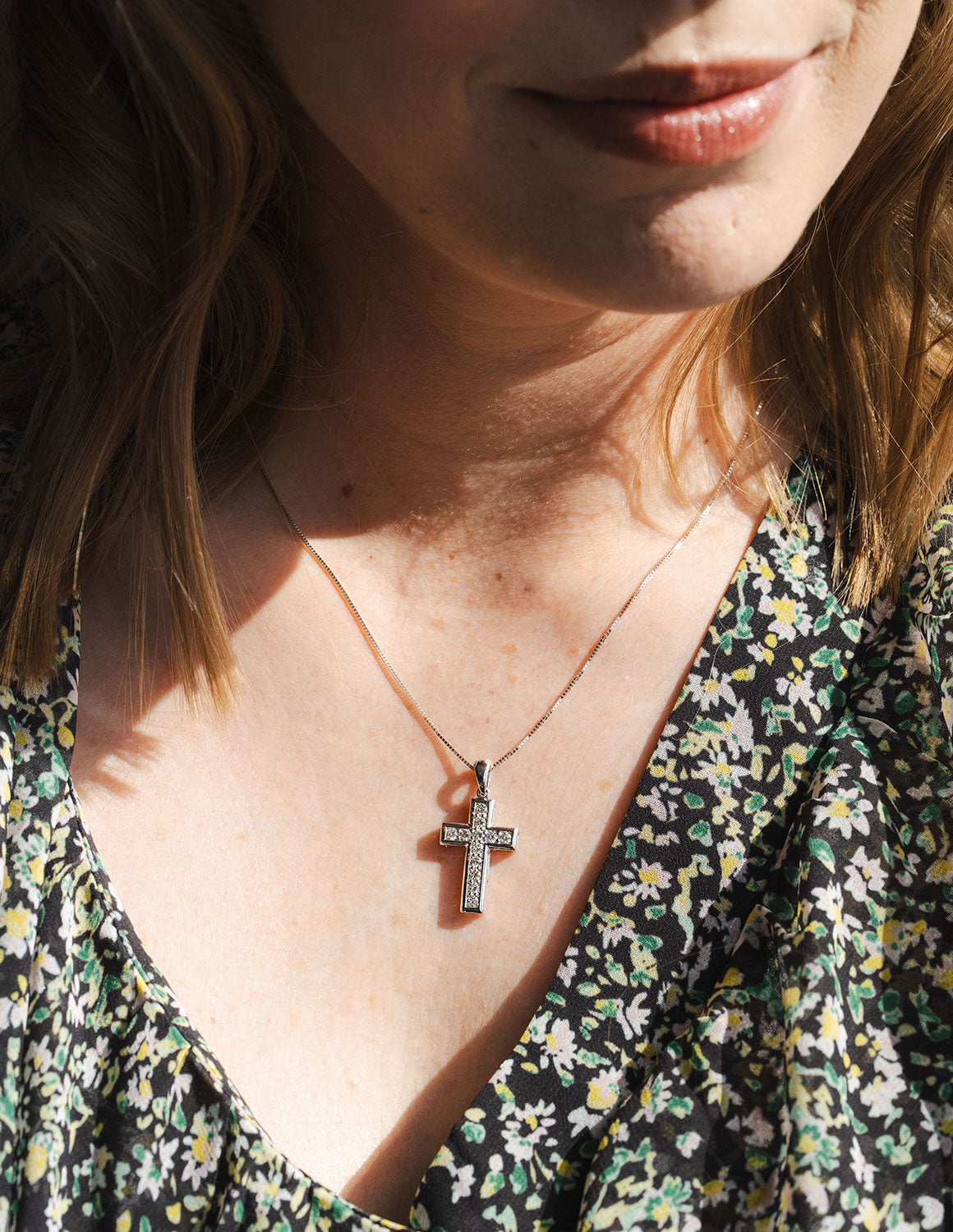 3/4ct. t.w. Diamond Cross Pendant in 14K White Gold