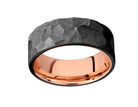 8mm Black Zirconium and 14K Rose Gold Men's Wedding Band