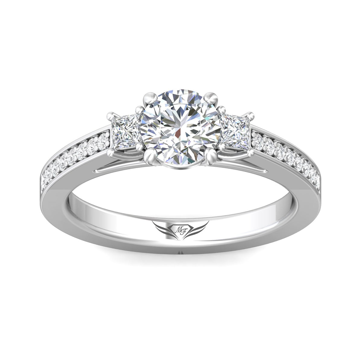 1/3ct. t.w. Princess and Round Cut Diamond Engagement Ring in 14K White Gold