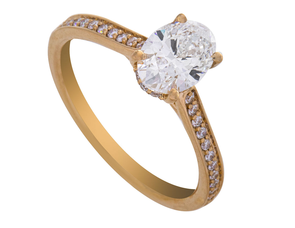 1 1/5ct. t.w. Oval Cut Newborn Lab Created Diamond Engagement Ring in 14K Yellow Gold