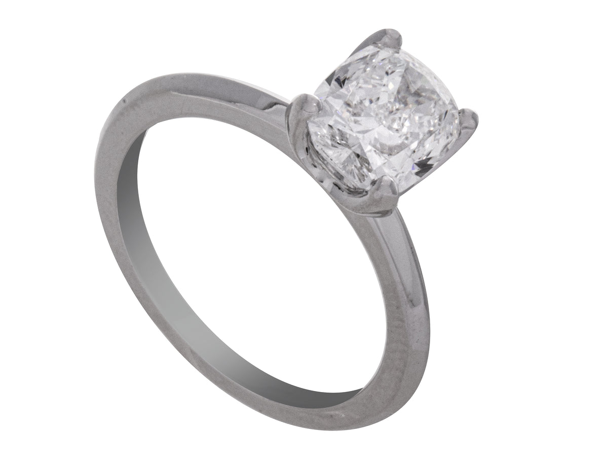 2ct. Cushion Cut Newborn Lab Created Solitaire Engagement Ring in 14K White Gold