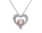 1/14ct. Diamond Dancing Hearts Pendant in Sterling Silver and 10K Rose Gold