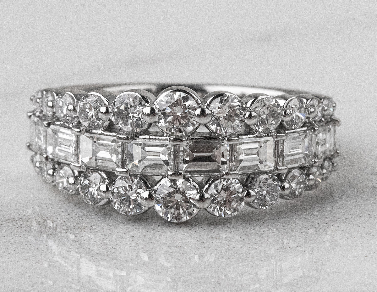 1 3/4ct. t.w. 3-Row Diamond Fashion Ring in 14K White Gold