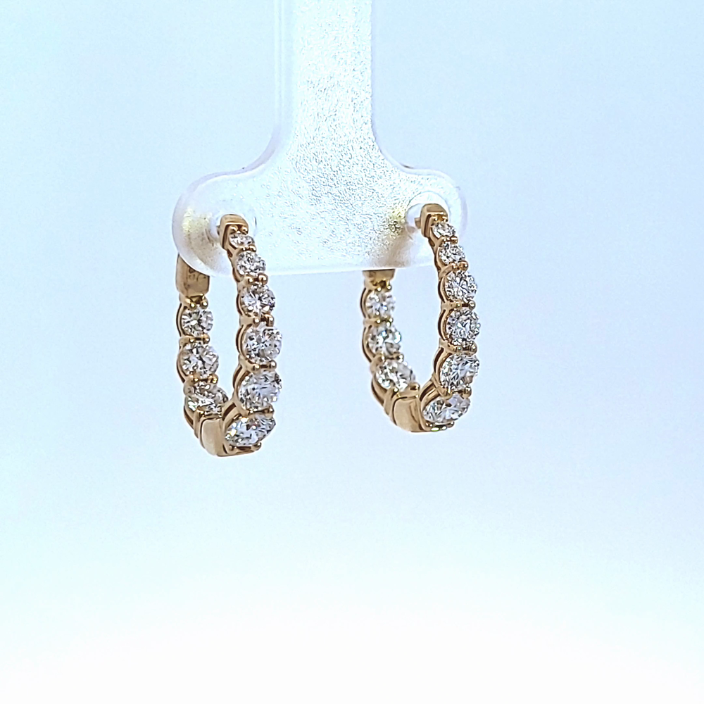 2ct. t.w. Diamond Hoop Earrings in 14K Yellow Gold