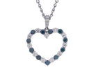 1ct. t.w. Blue and White Diamond Heart Pendant in 14K White Gold