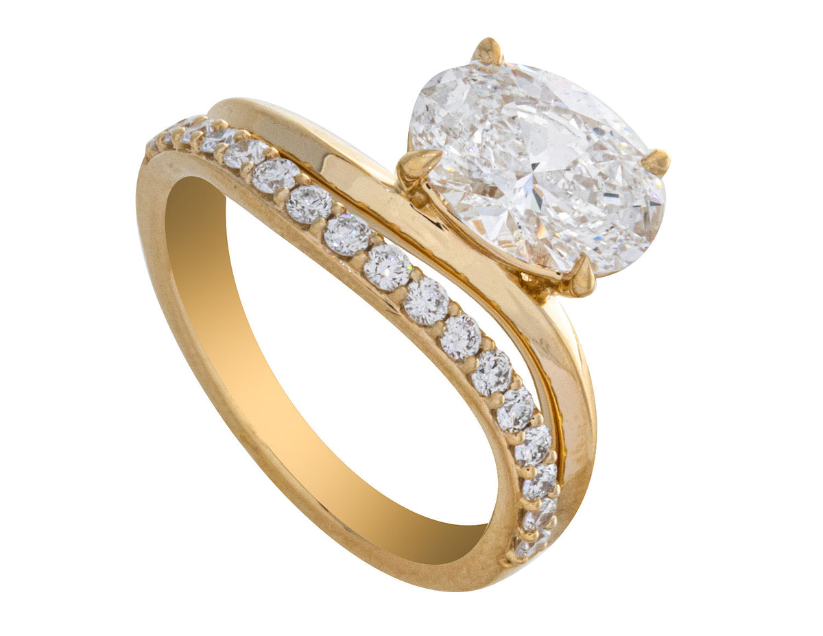 2 1/3ct. t.w. Oval Cut Newborn Lab Created Diamond Engagement Ring in 14K Yellow Gold