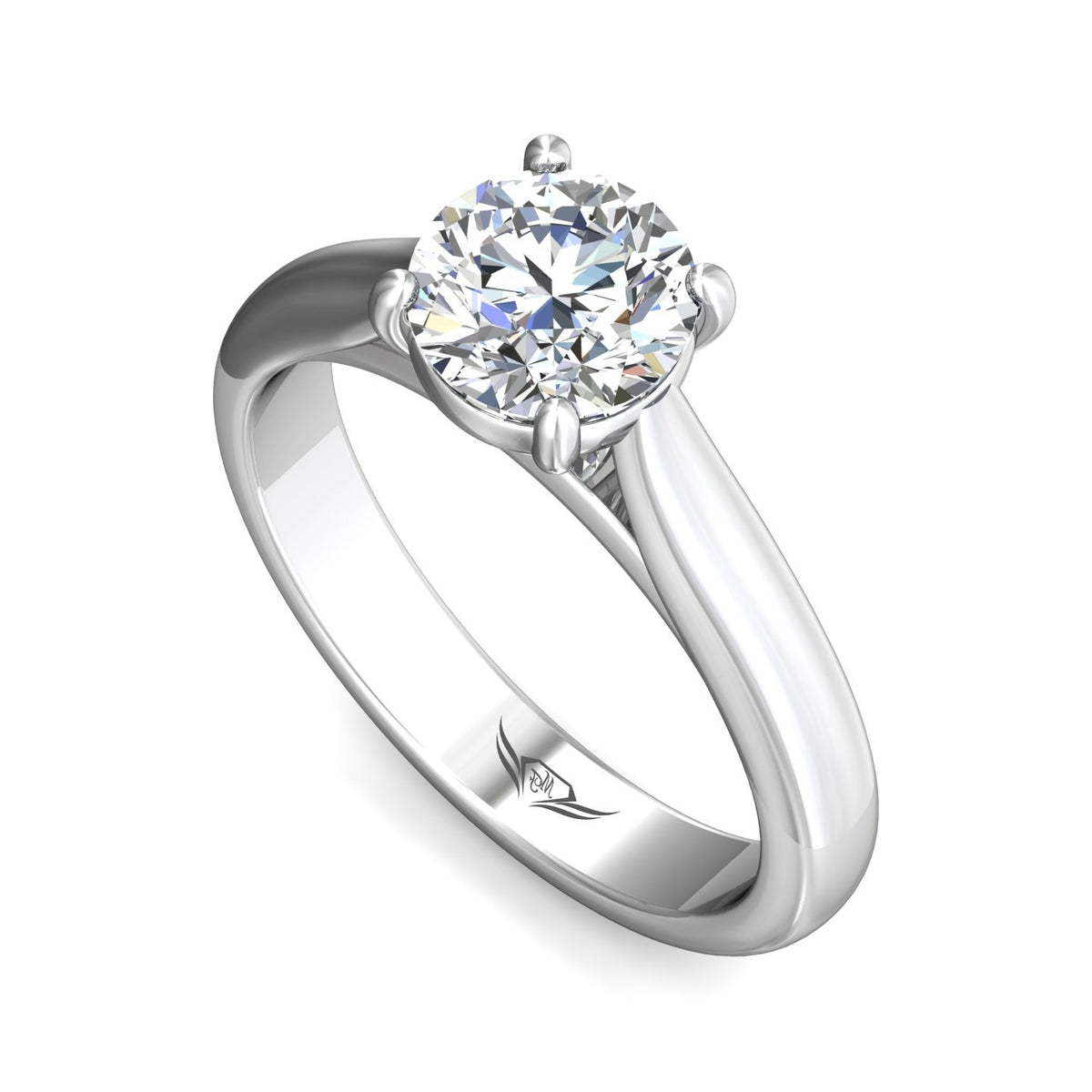 3mm Solitaire Engagement Ring in 14K White Gold