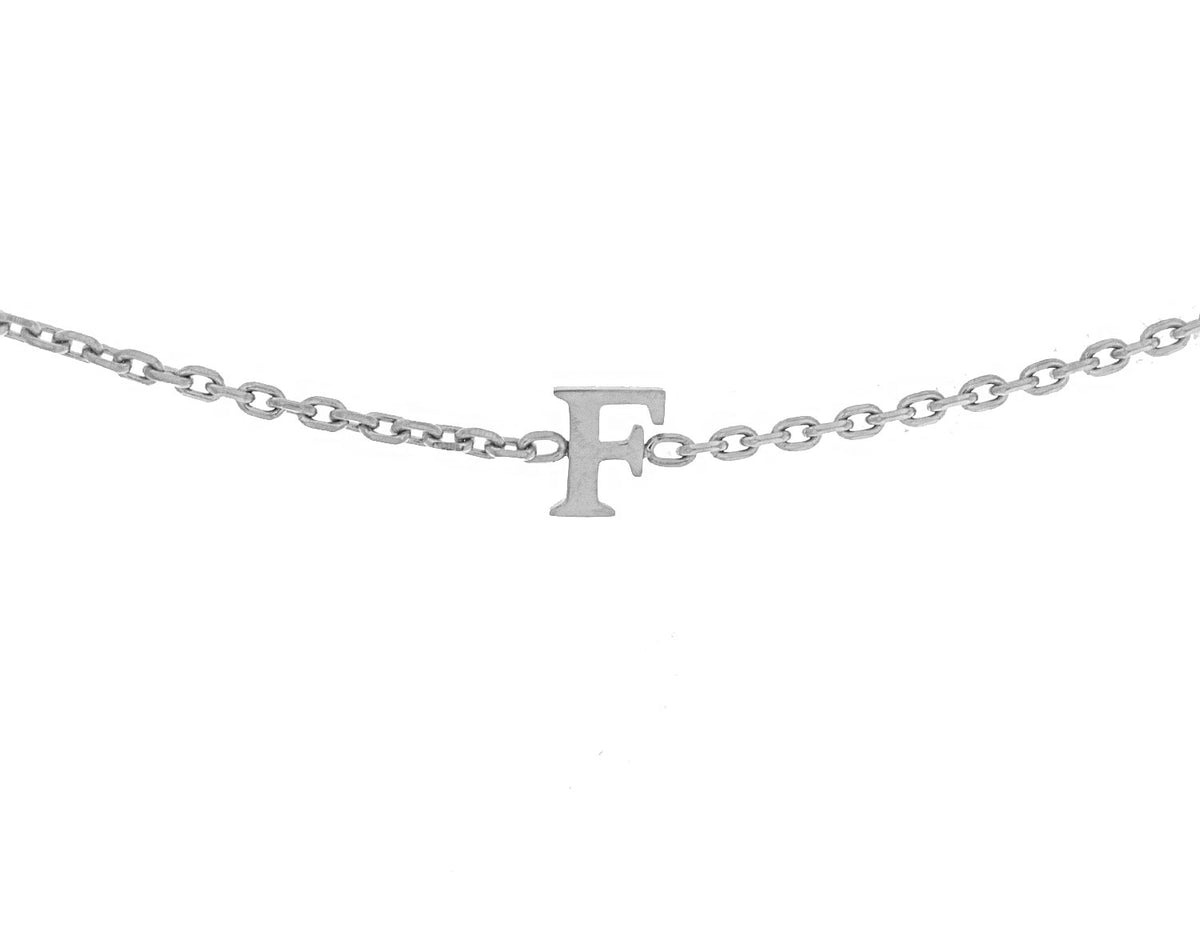 Block Letter F Initial Bracelet in Stainless Steel