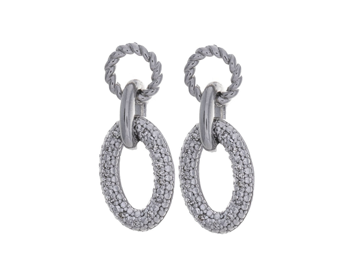 1/10ct. t.w. Diamond Oval Link Earrings in Sterling Silver