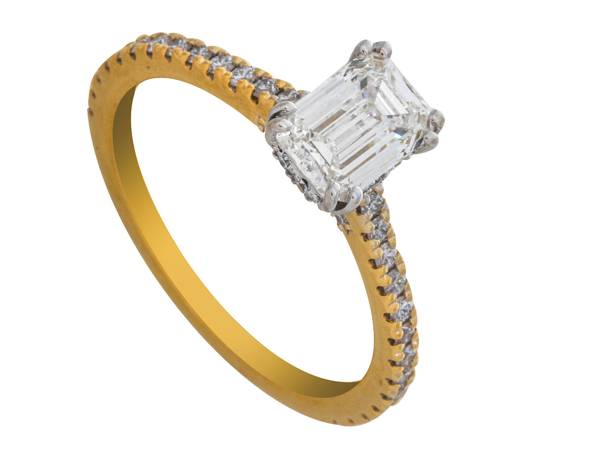 1/2ct. t.w. Emerald Cut Diamond Engagement Ring in 14K Yellow and White Gold