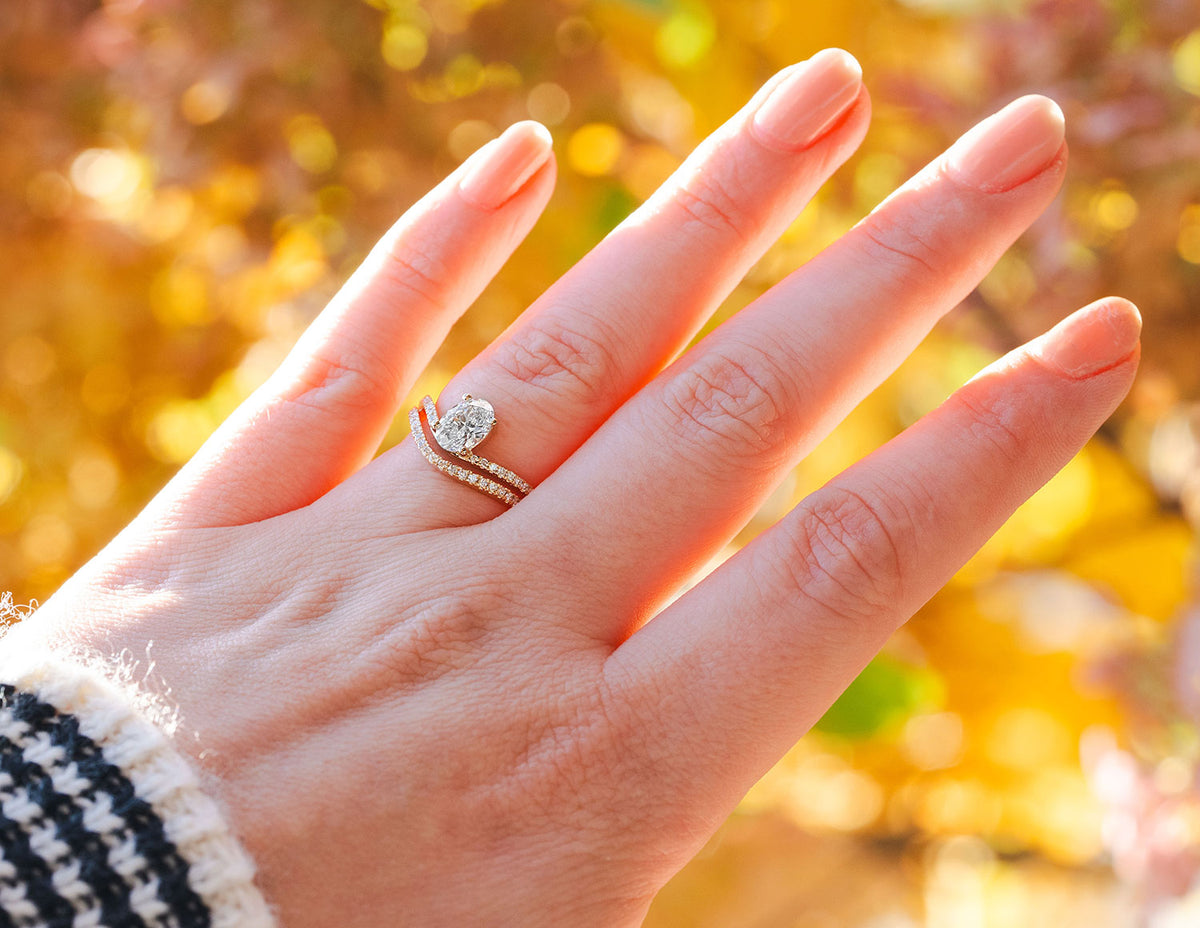 1 1/3ct. t.w. Oval Cut Newborn Lab Created Diamond Engagement Ring in 14K Yellow Gold