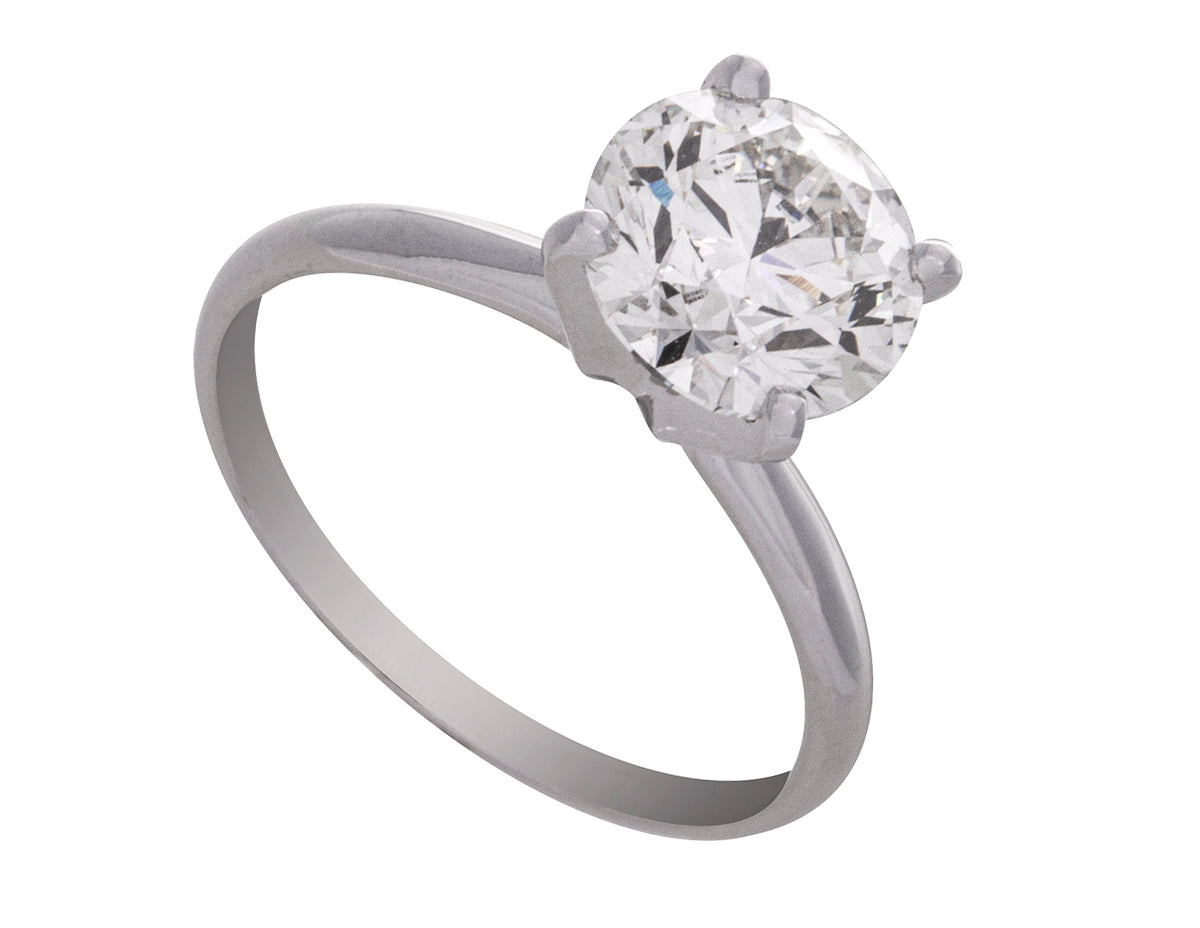 2 1/2ct. Round Cut Solitaire Newborn Lab Created Diamond Engagement Ring in 14K White Gold