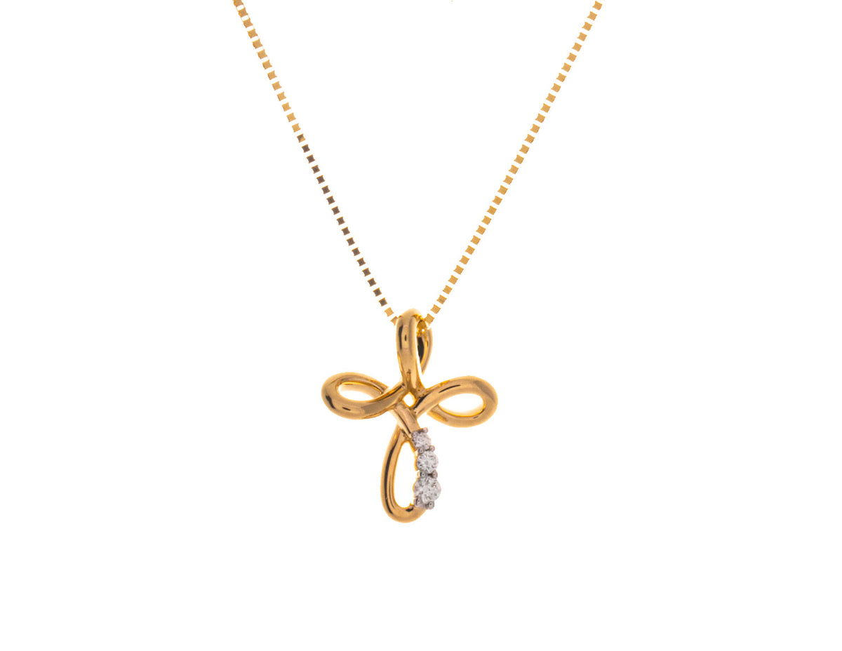 .05ct. t.w. Diamond Cross Pendant in 10K Yellow Gold