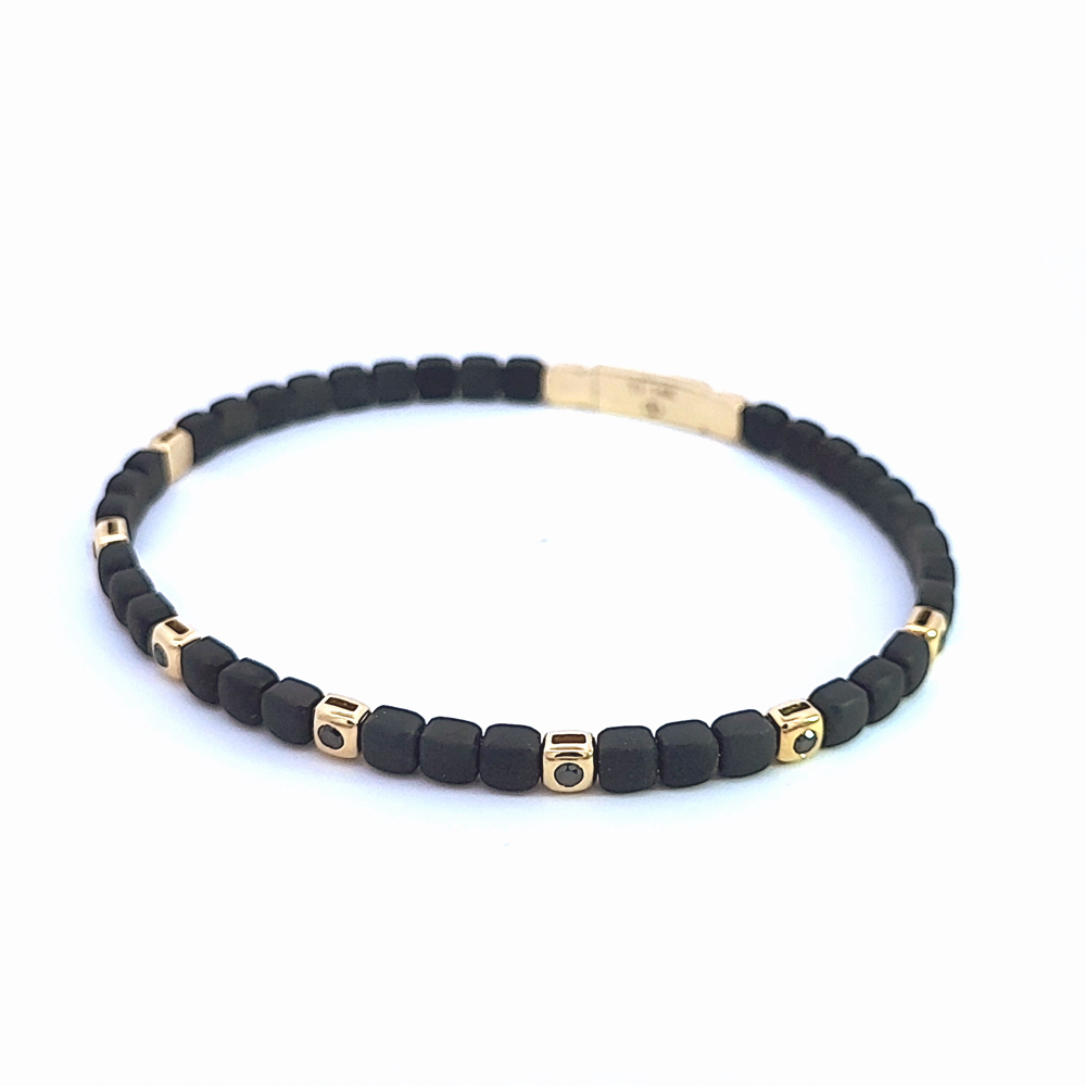 1/4ct. t.w. Black Diamond Bangle Bracelet in Titanium and 14K Yellow Gold
