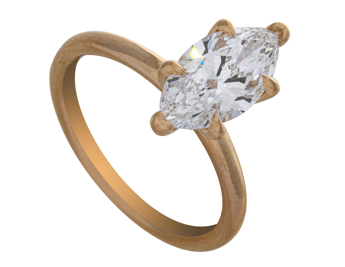 2ct. Marquise Cut Newborn Lab Created Diamond Solitaire Engagement Ring in 14K Yellow Gold