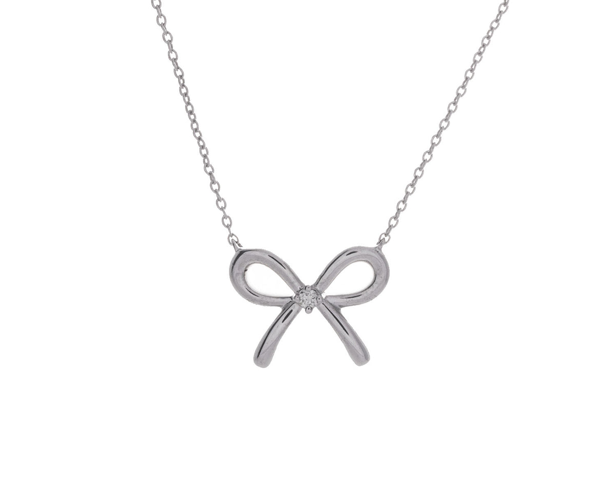 .02ct. Diamond Bow Pendant in Sterling Silver