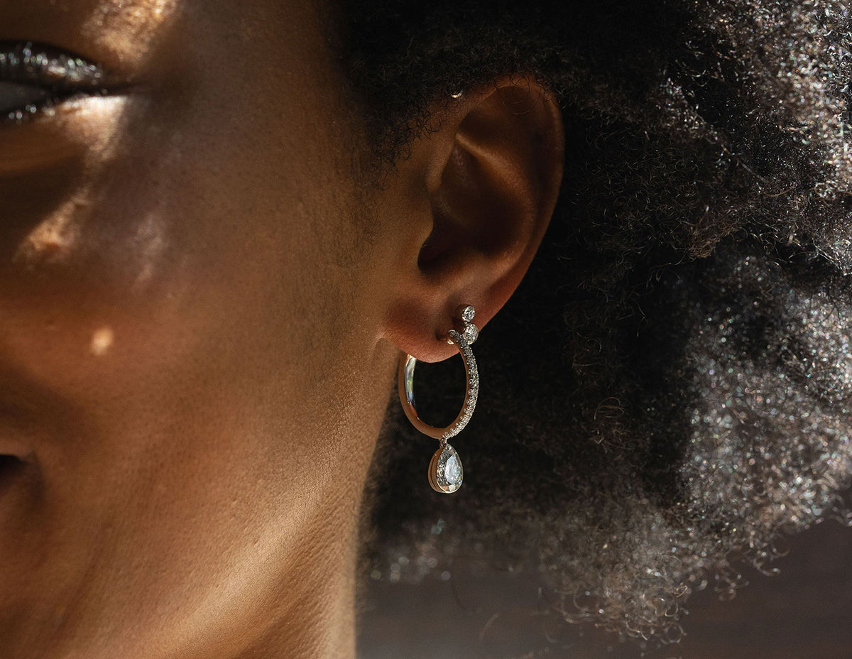 2 1/2ct. t.w. Pear and Round Cut Newborn Lab Created Diamond Drop Earrings in 14K White Gold