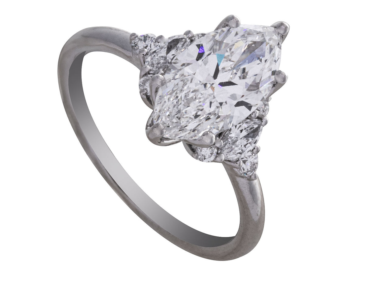 1/3ct. t.w. Marquise Cut Newborn Lab Created Diamond Engagement Ring in 14K White Gold