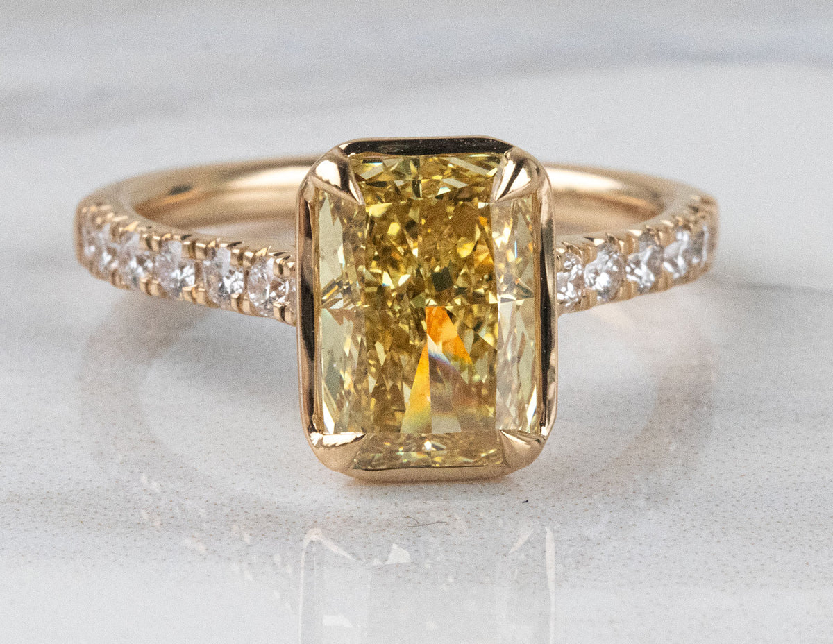 3 1/3ct. t.w. Yellow Radiant Cut Newborn Lab Created Diamond Engagement Ring in 14K Yellow Gold