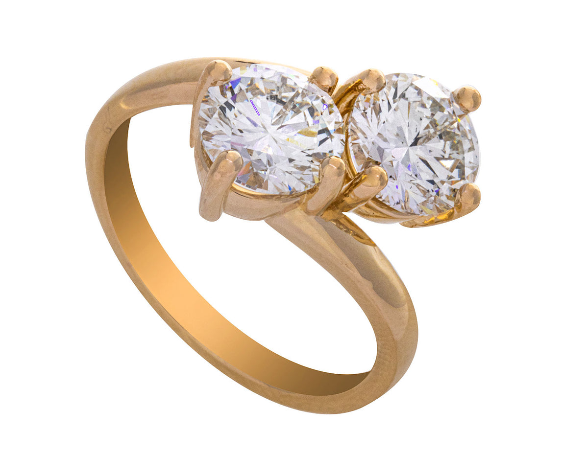 3ct. t.w. 2-Stone Round Cut Newborn Lab Created Diamond Ring in 14K Yellow Gold