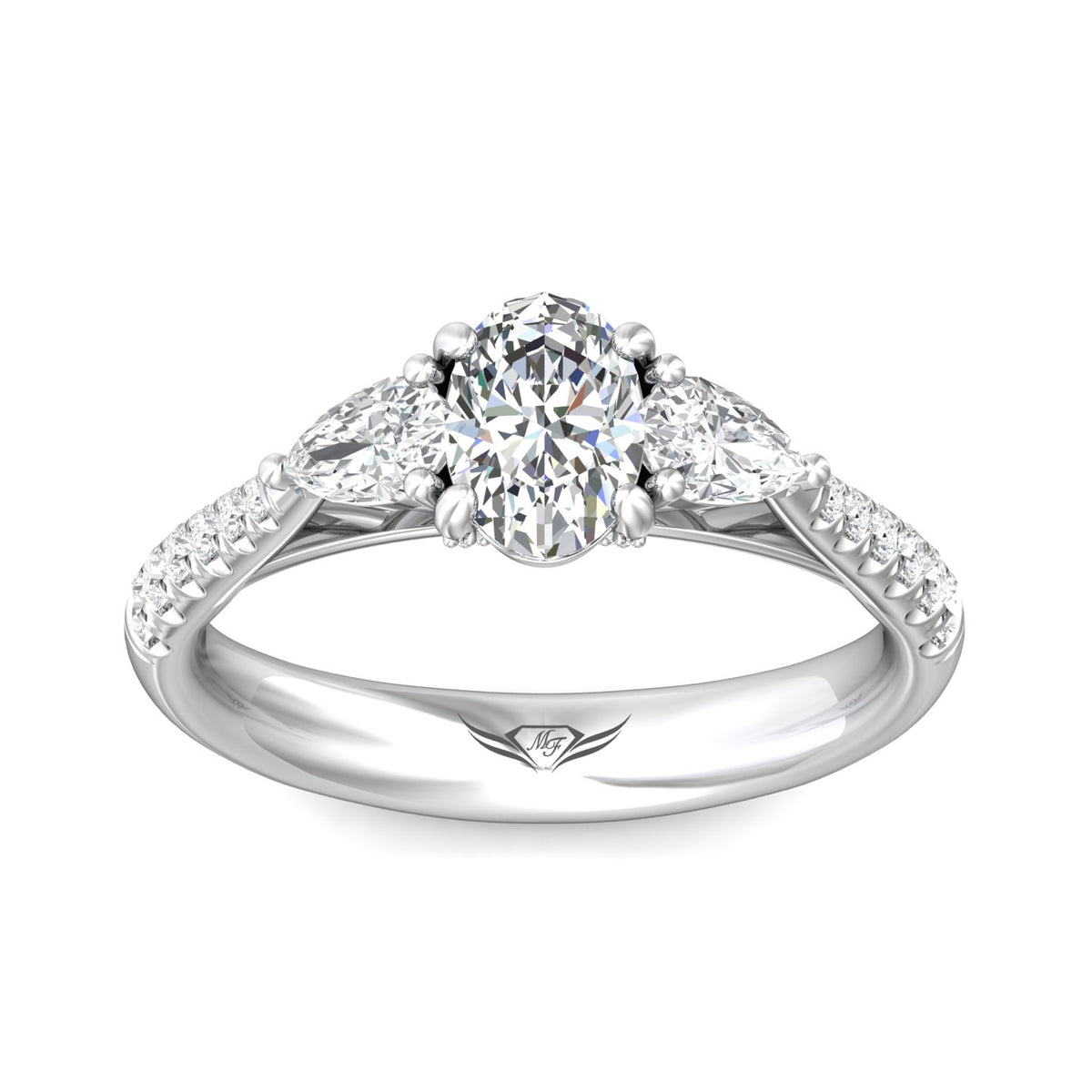 1/8ct. t.w. Oval Cut Diamond Engagement Ring in 14K White Gold