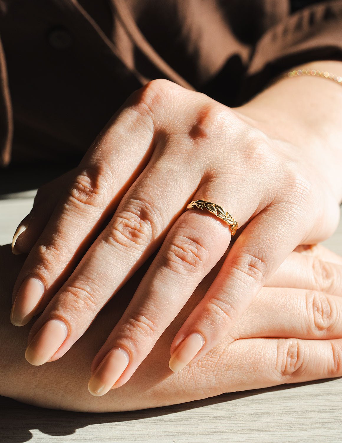 Leafy Plain Fashion Ring in 14K Yellow Gold
