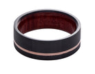Black Zirconium Comfort Fit Wedding Ring With Redheart Hardwood Sleeve